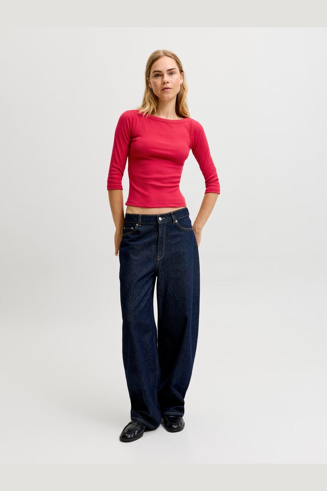 Jjxx - Jxfifi Str 3/4 Boatneck Top - 5185291 Scarlet Sage