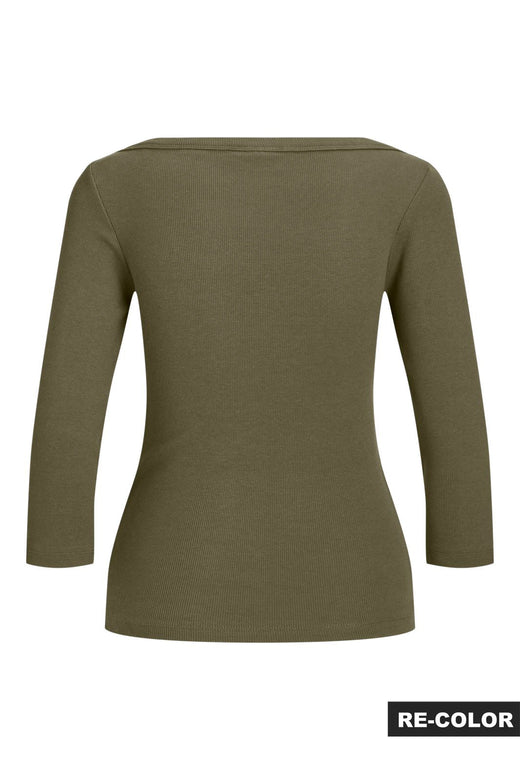 Jjxx - Jxfifi Str 3/4 Boatneck Top - 5236934 Burnt Olive