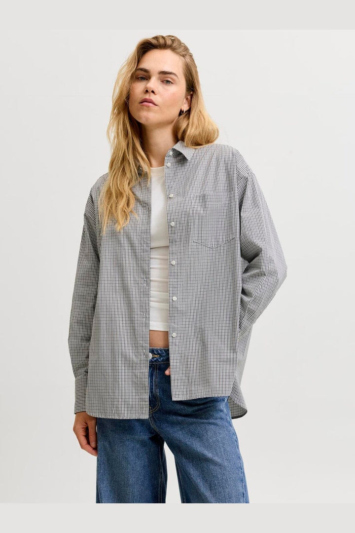 Jjxx - Jxjamie Ls Relaxed Poplin Shirt - 5040518 Demitasse Black/ White