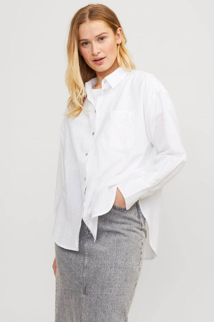 Jjxx - Jxjamie Ls Rlx Linen Blend Shirt Sn - 4388846 White