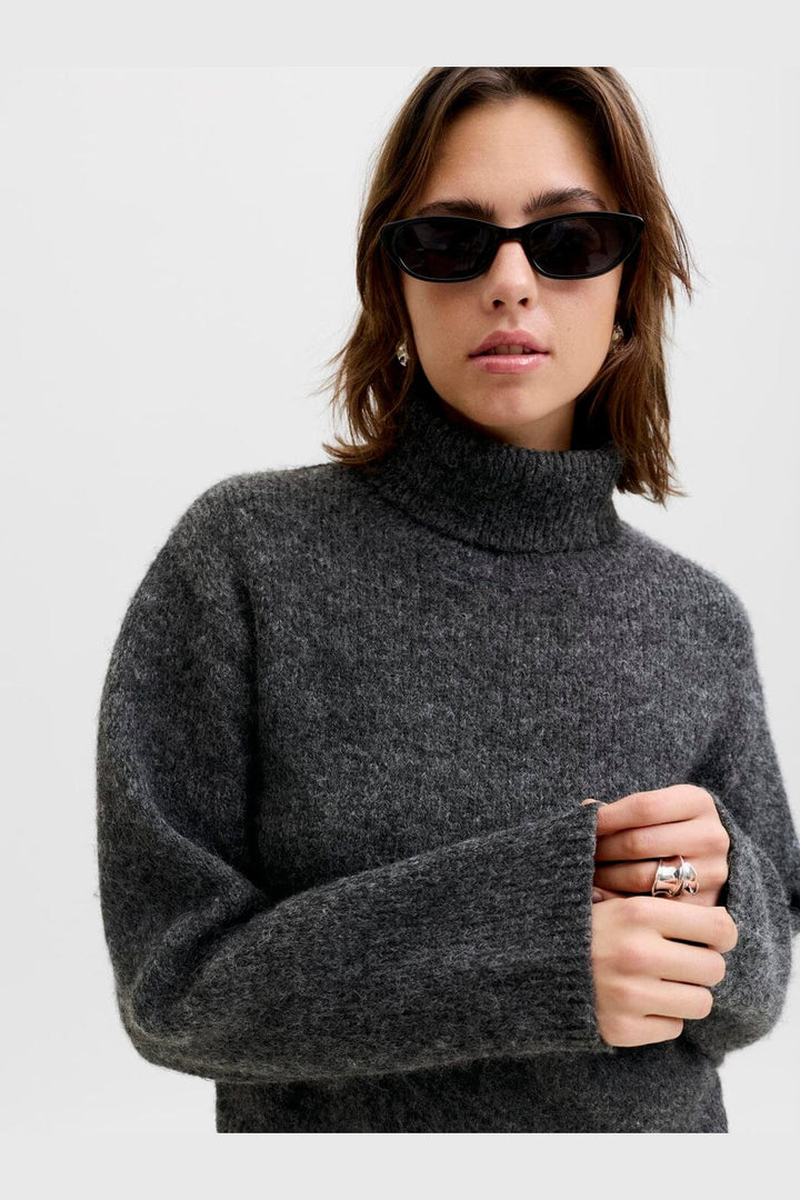 Jjxx - Jxrosanna Roll Neck Knit - 4898557 Dark Grey Melange