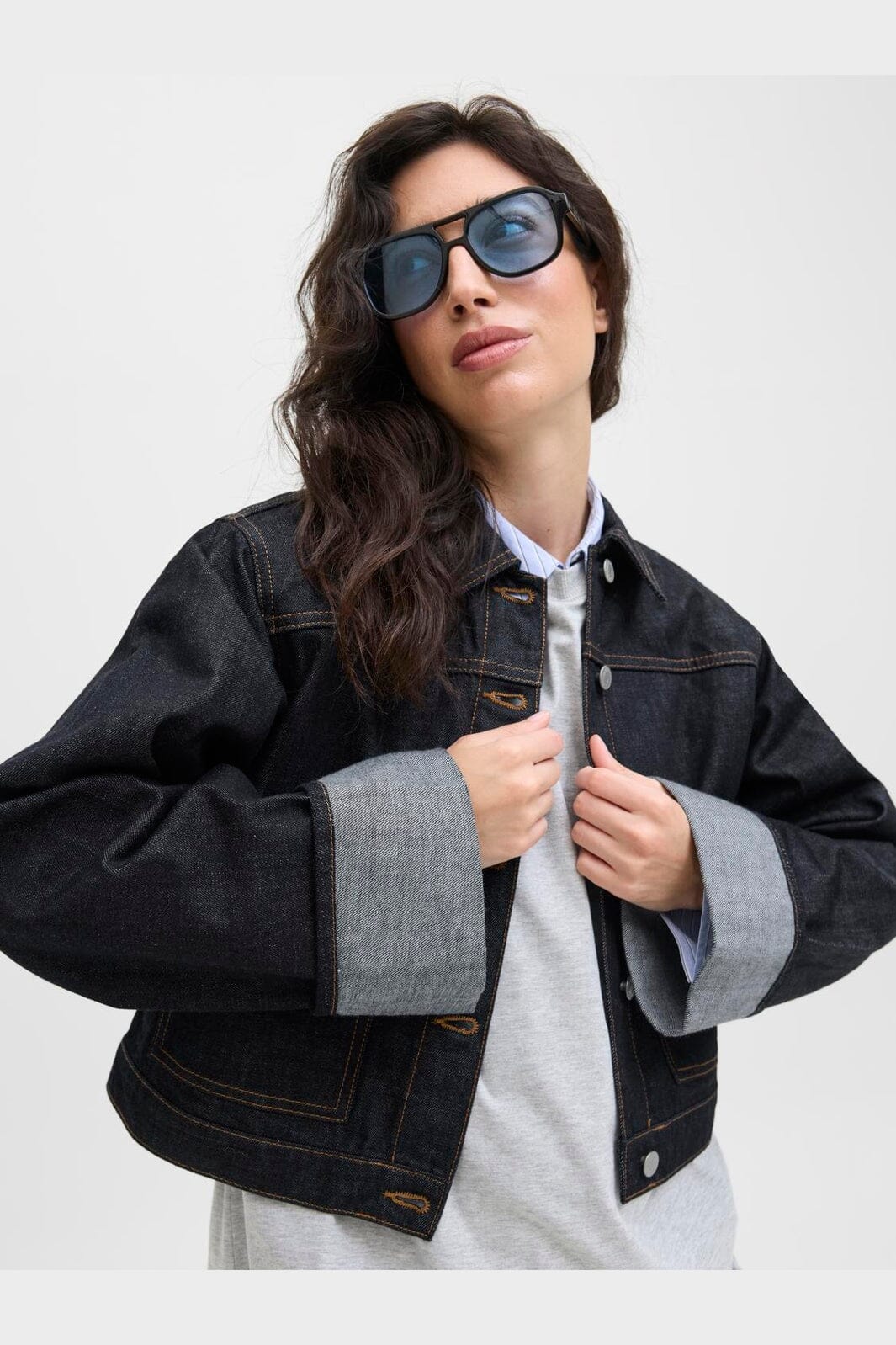 Jjxx - Jxvega Denim Jacket Fold Up R269 - 4825511 Dark Blue Denim
