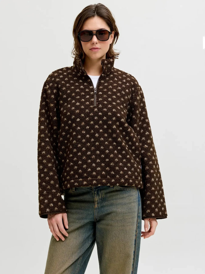 Jjxx - Jxvera Half Zip Teddy Jacket - 5034468 Bracken Petit Dot Off White Jakker 