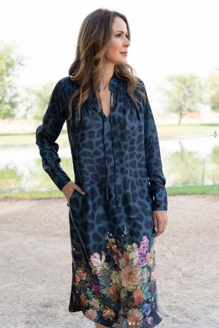 Karmamia - Joelle Dress - Navy Flower Leopard