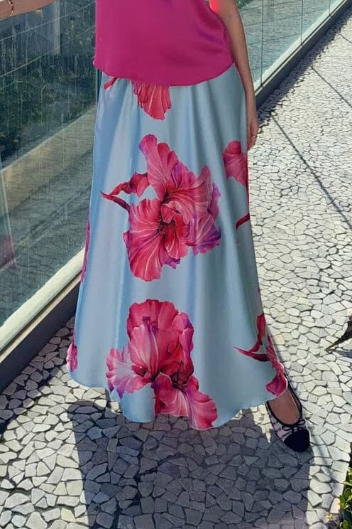 Karmamia - Savannah Skirt 2371 - Fuchsia Maxi Flower Nederdele 