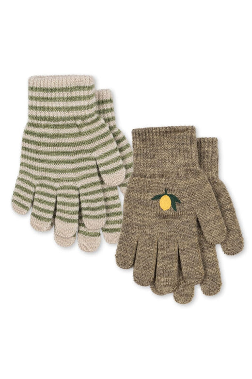 Konges Sløjd - 2 Pack Filla Gloves Ks103430 - Lemon/stripe