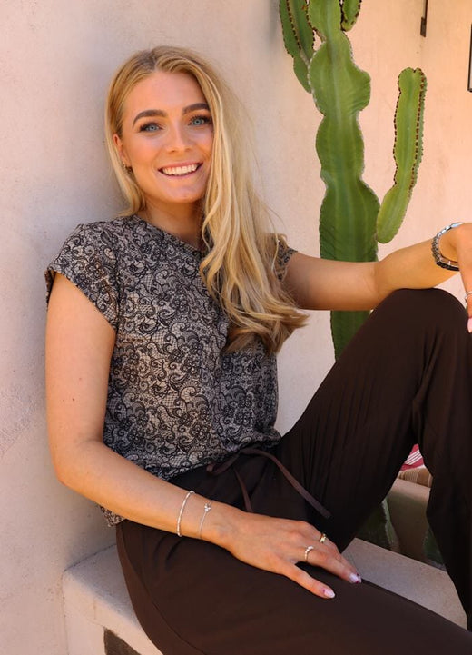 Liberte - Alma-U-Tshirt 9581 - Mocca Brown Lace T-shirts 