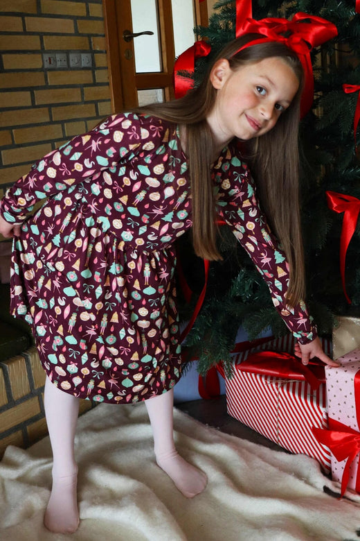 Liberte Ami - Alma-Ls-Babydoll-Dress (Kids) 9658 - Ballerina Bordeaux