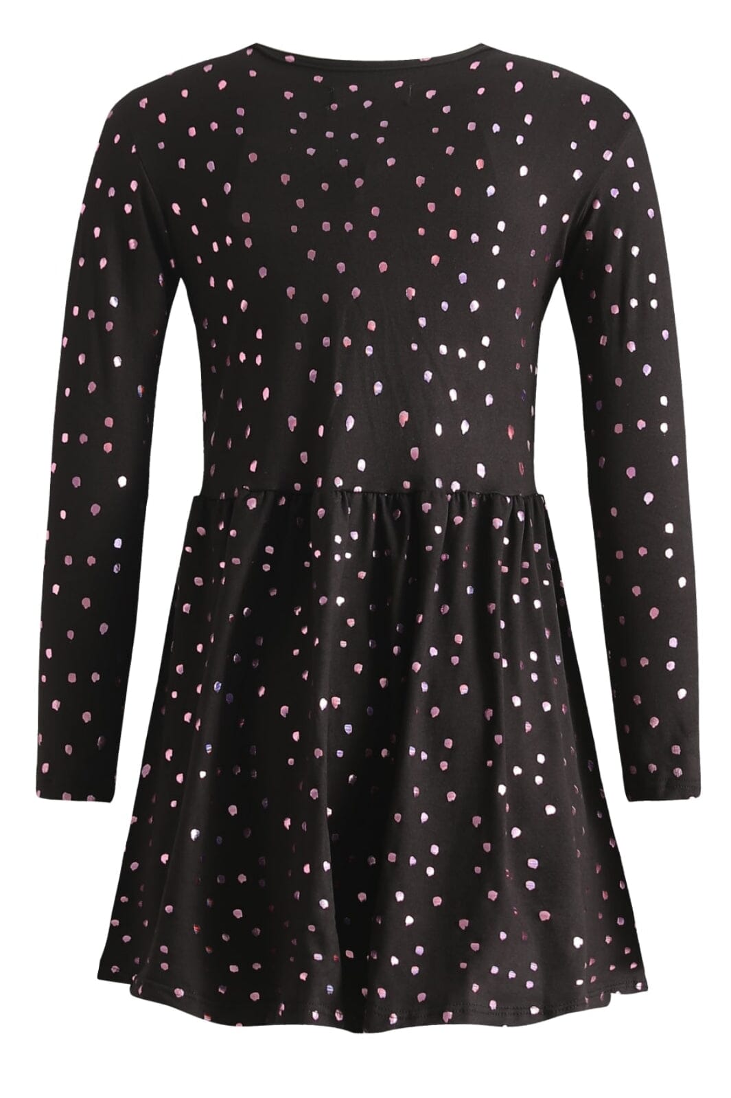 Liberte Ami - Alma-Ls-Babydoll-Dress (Kids) - Black Pink Holographic Dot