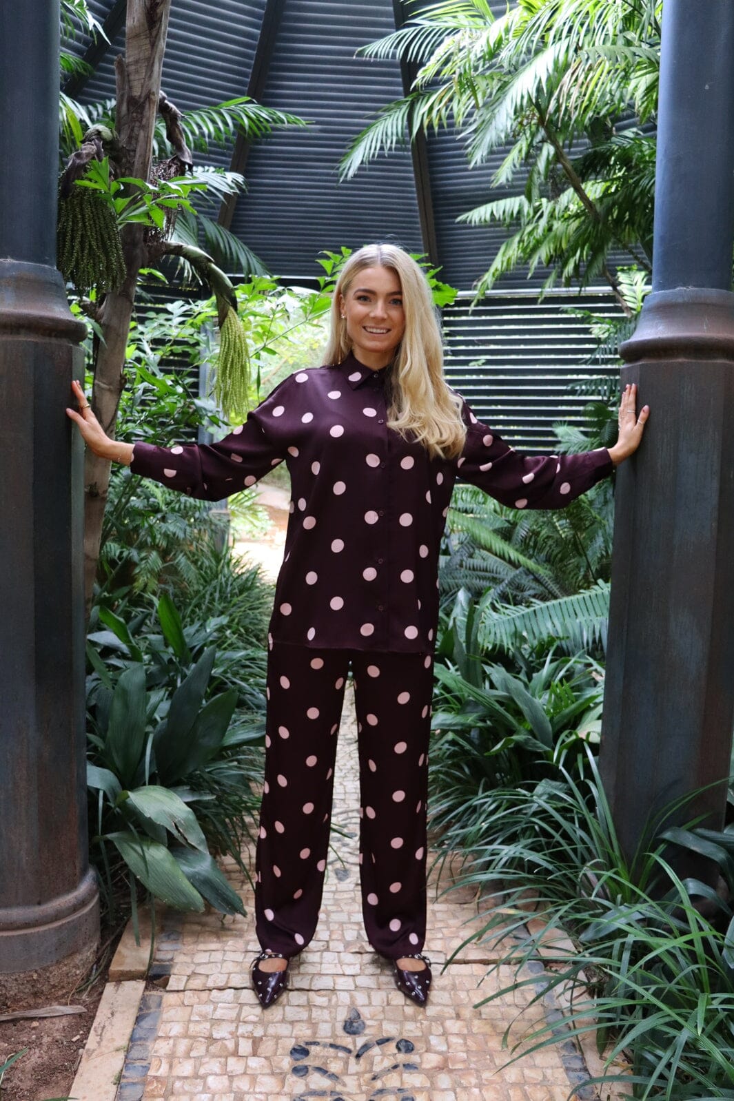 Liberte - Dotti Ls Shirt 22349 - Plum Rose Big Dot