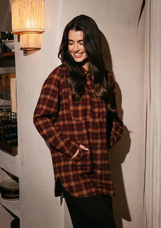 Liberte - Karen Shirt Jacket 22470 - Black Red Check Skjorter 