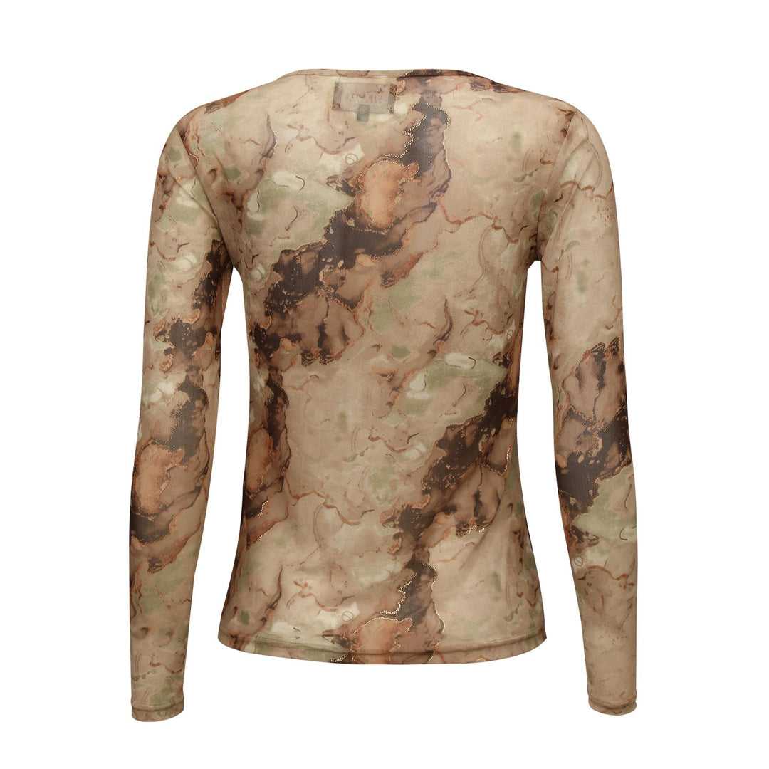 Liberte - Mesh-Ls-Tshirt 22065 - Brown Gold Marble T-shirts 