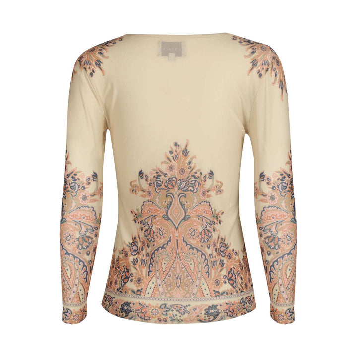 Liberte - Mesh Ls Tshirt 22065 - Creme Paisley Bluser 