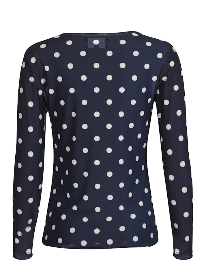 Liberte - Mesh Ls Tshirt 22065 - Navy Creme Big Dot T-shirts 