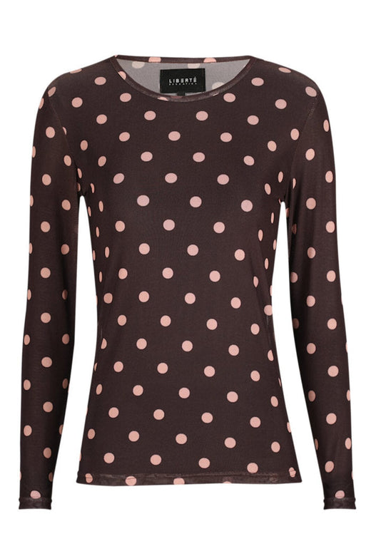 Liberte - Mesh Ls Tshirt 22065 - Plum Rose Big Dot T-shirts 
