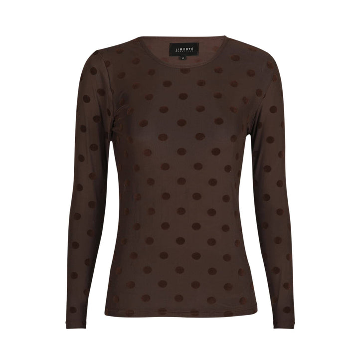 Liberte - Mesh Ls Tshirt, Flock 22081 - Dark Brown Big Dot T-shirts 