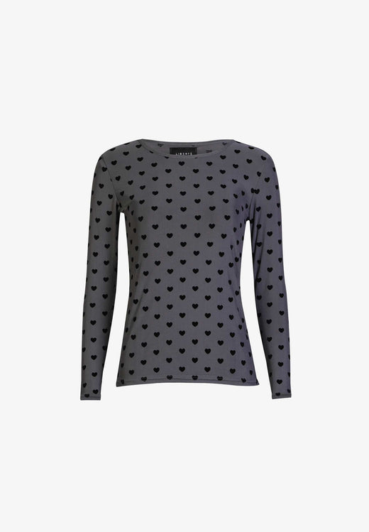 Liberte - Mesh Ls Tshirt, Flock 22081 - Dark Grey Heart T-shirts 