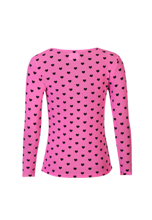 Liberte - Mesh Ls Tshirt, Flock 22081 - Dark Pink Heart T-shirts 