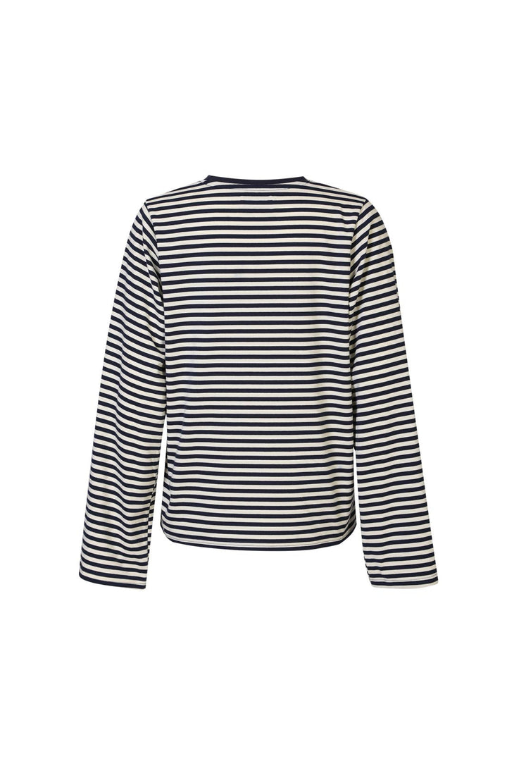Liberte - Nalia Ls Boxy Tshirt 22473 - Navy Creme Stripe