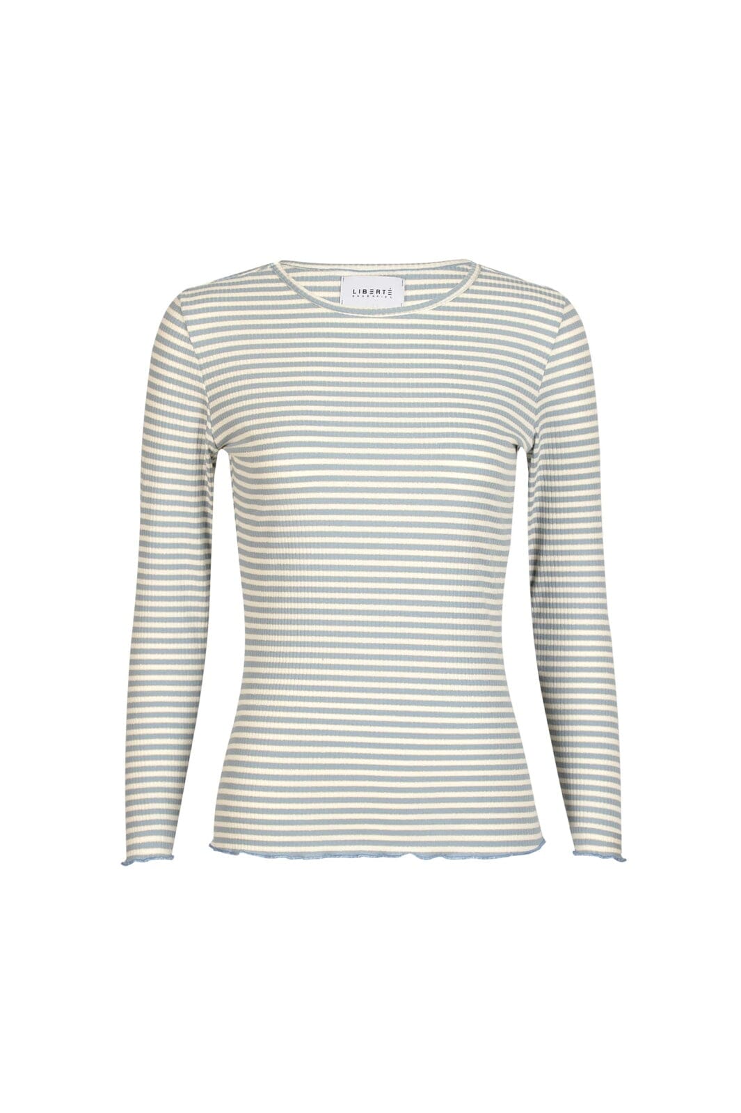 Liberte - Natalia Ls Round Neck Blouse 9914 - L. Blue Creme Gold Stripe