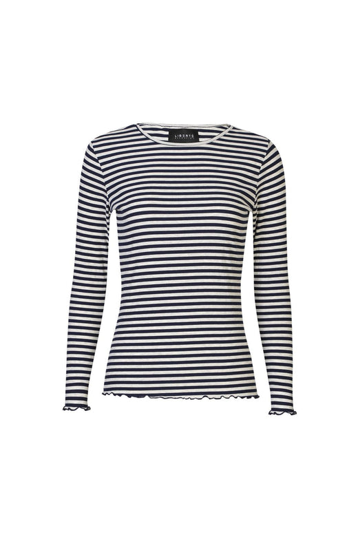 Liberte - Natalia Ls Round Neck Blouse 9914 - Navy Grey Mel. Stripe