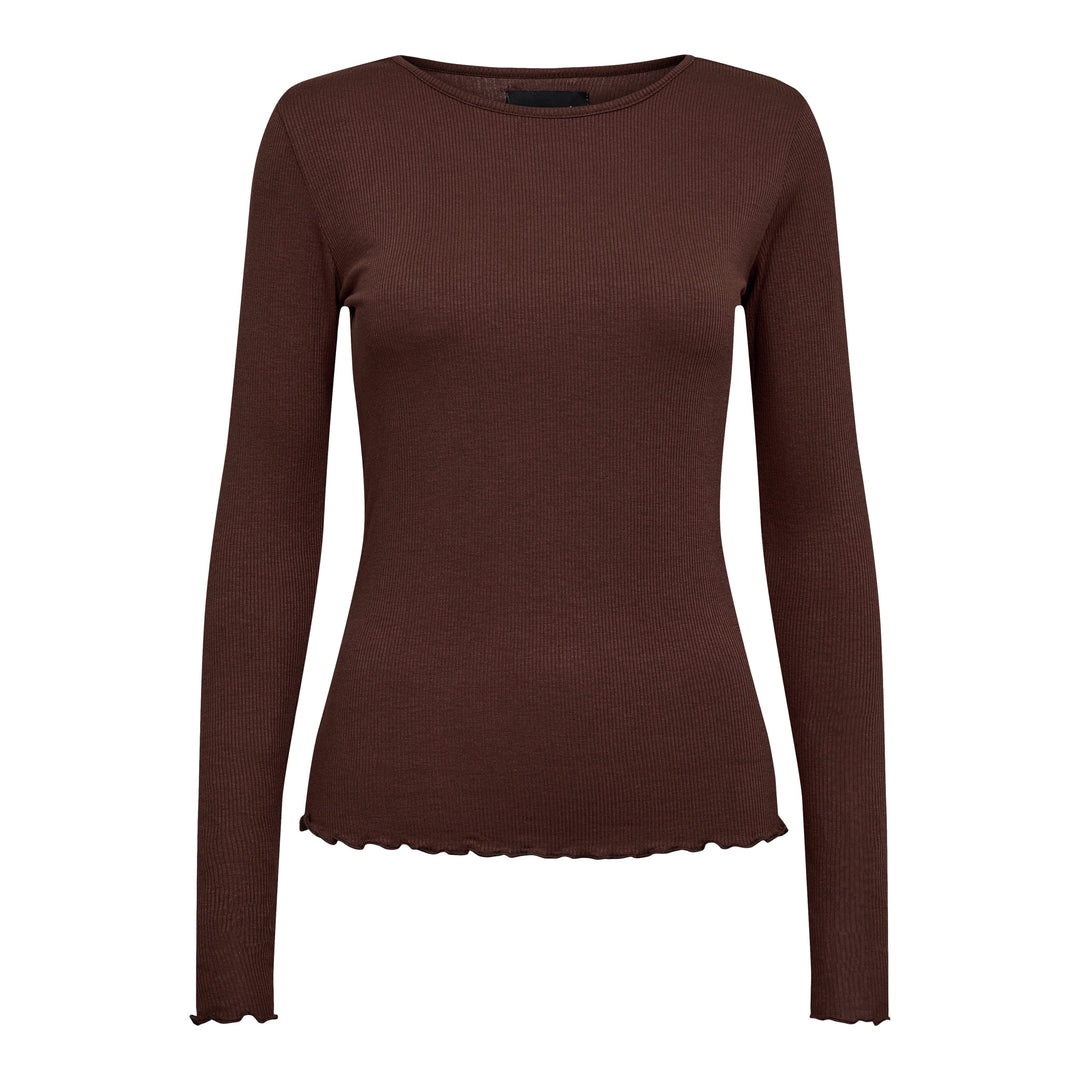 Liberte - Natalia Ls Round Neck Blouse - Dark Brown