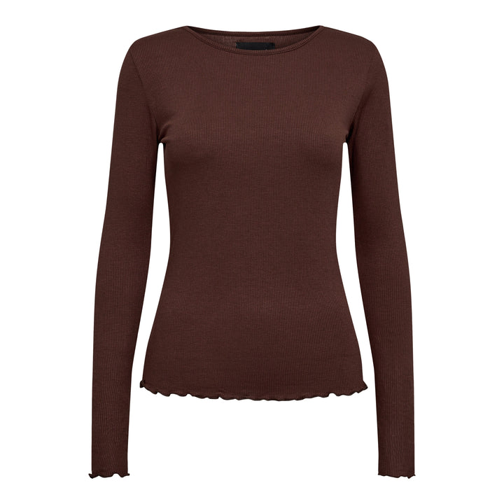 Liberte - Natalia Ls Round Neck Blouse - Dark Brown