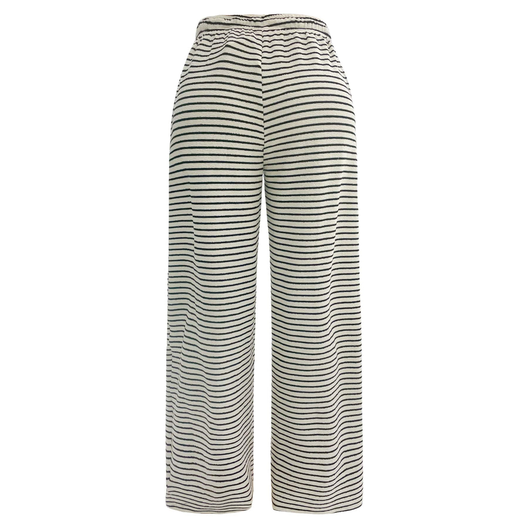 Liberte - Sus-Wide-Pants 22314 - Black Creme Stripe Bukser 