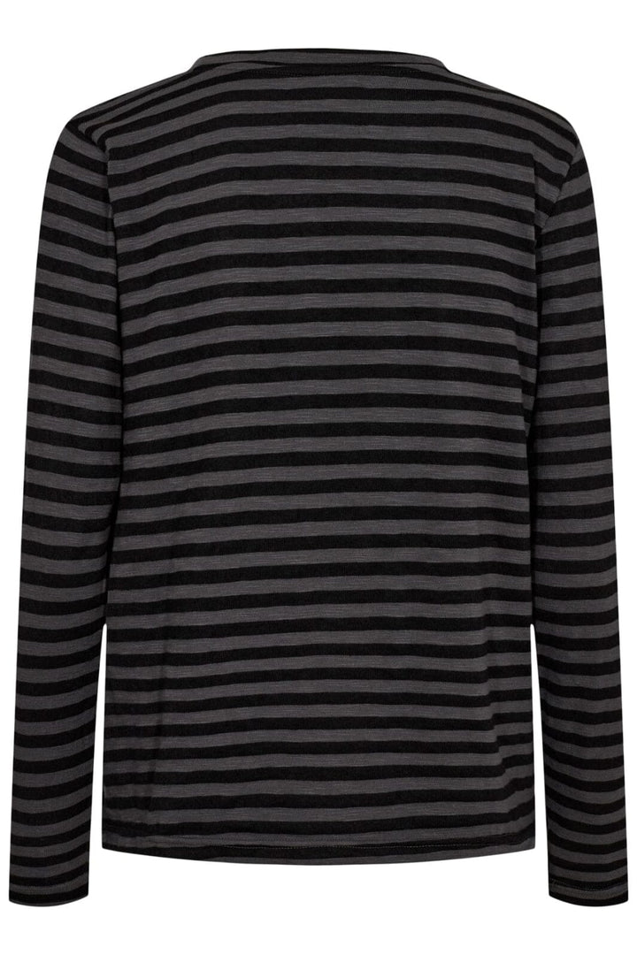 Liberte - Ulla-Ls-Stripe-Tshirt - Dark Grey Black Stripe