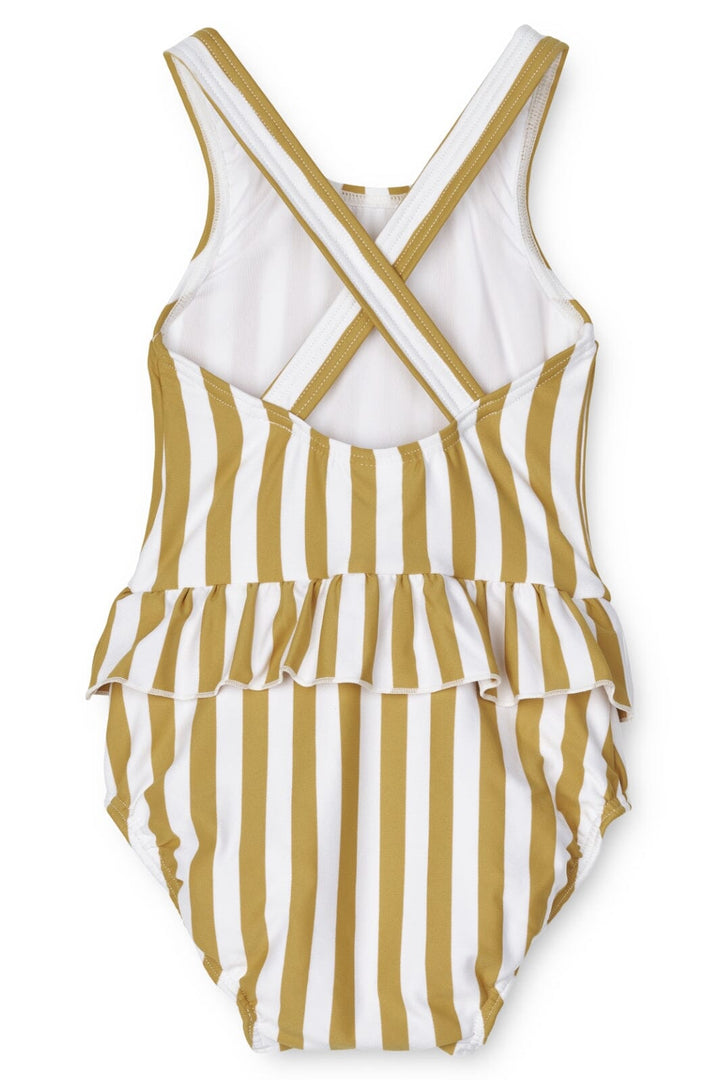 Liewood - Amina Baby Printed Swimsuit - Stripe Yellow Mellow / White