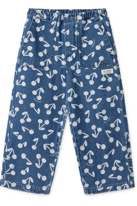 Liewood - Cesar Printed Denim Pants LW19921 - Cherry blossom / Medium blue denim
