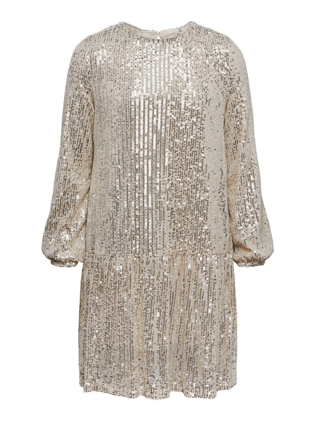 Little Pieces, Lpdelphia Ls Sequins Dress Tw, Silver