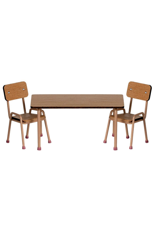 Maileg - Bord Og Stole, Mus - Mørk Pudder - Mouse Furniture Legetøj 