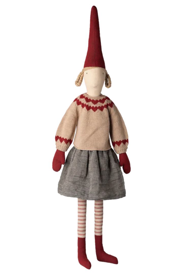 Maileg - Nisse, Str. 6 - Pige - Nederdel Og Strikket Sweater - 14-5460-00 Julepynt 