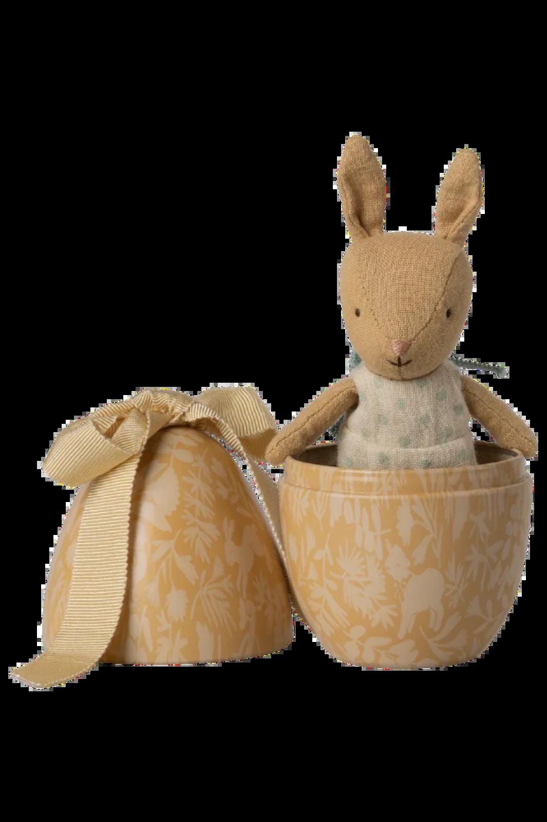 Maileg - Påskeæg Med Mikro Kanin, Small - Lys Gul 18-6201-01 Legetøj 