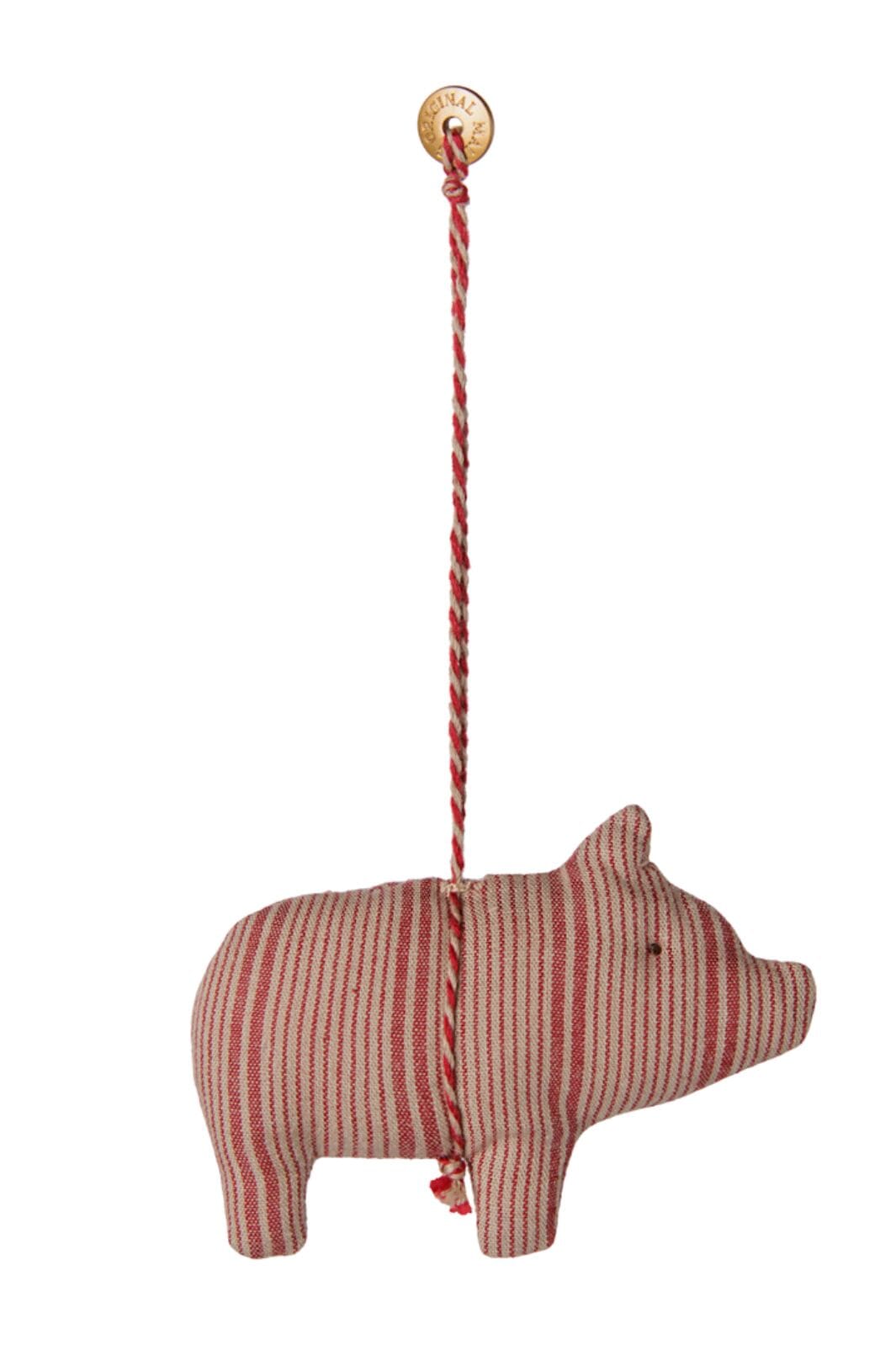 Maileg - StofophæNg, Gris - Stribe - RøD/Sand - 14-6550-01 Julepynt 