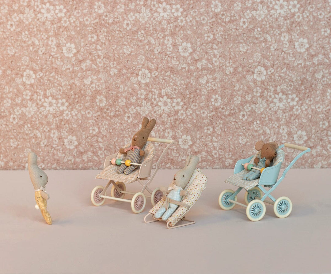 Maileg - Stroller, Baby - Blue - Baby Mouse / My