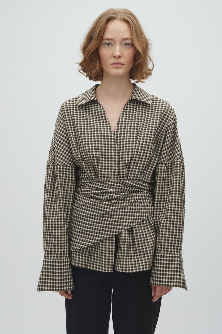 MbyM - Isidor-M 65581221 - Z19 - Smoked Olive Check Bluser 