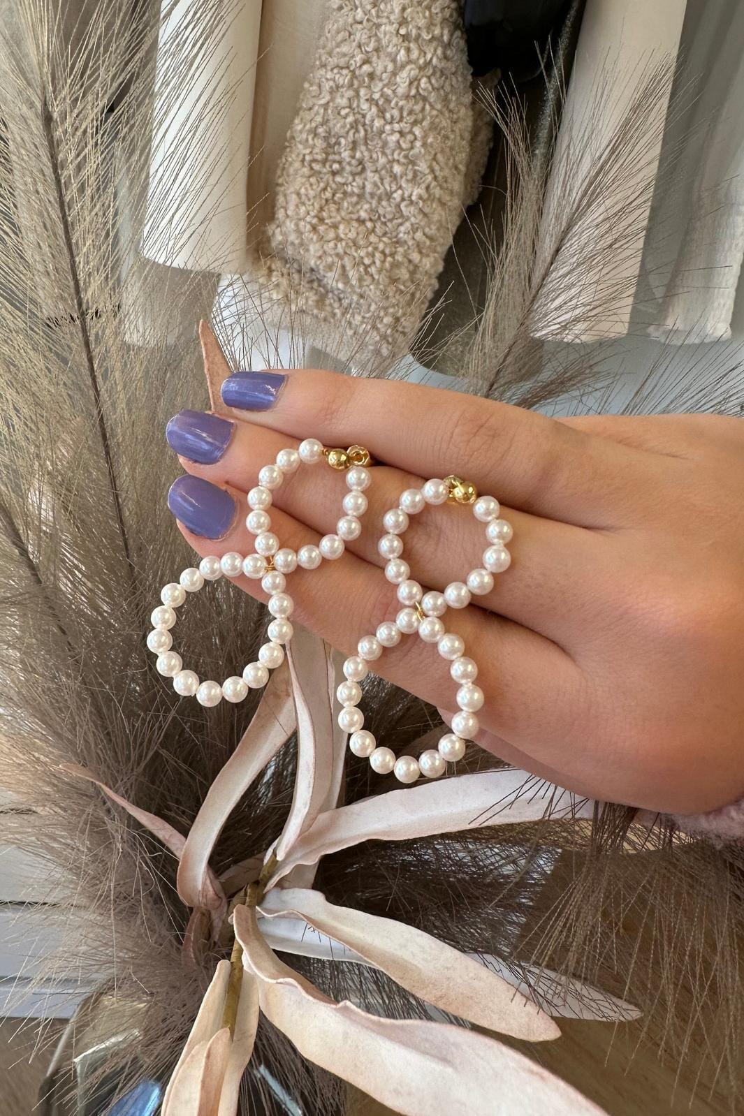 Mellow Moon - 8-Tal Ørering Med Perler - Forgyldt Øreringe 