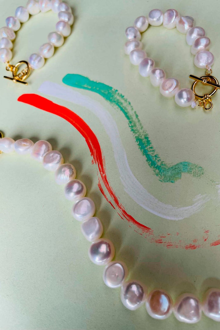 Mellow Moon - Armbånd - Forgyldt & Perle