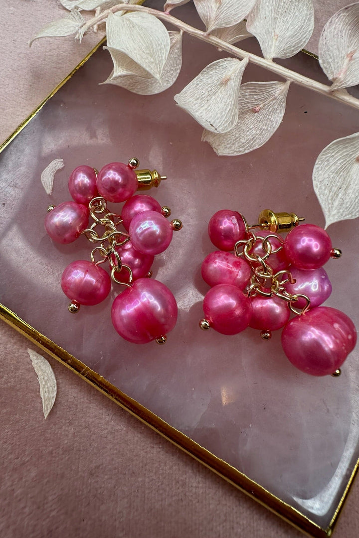 Mellow Moon - Golden Drops Earring - Pink