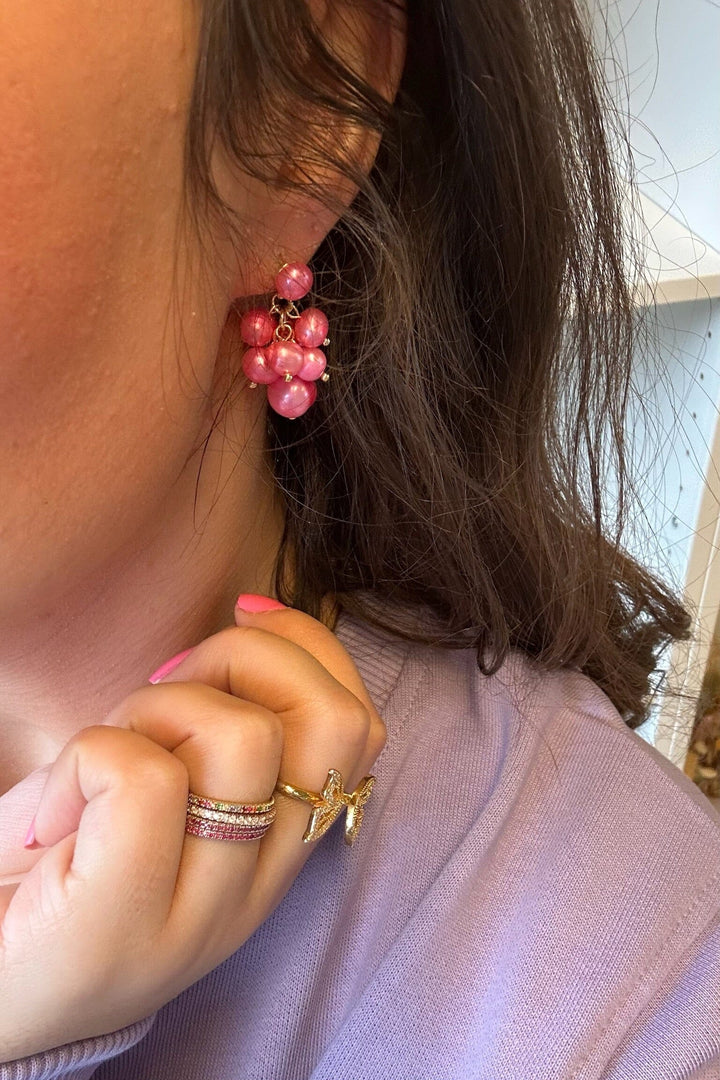 Mellow Moon - Golden Drops Earring - Pink