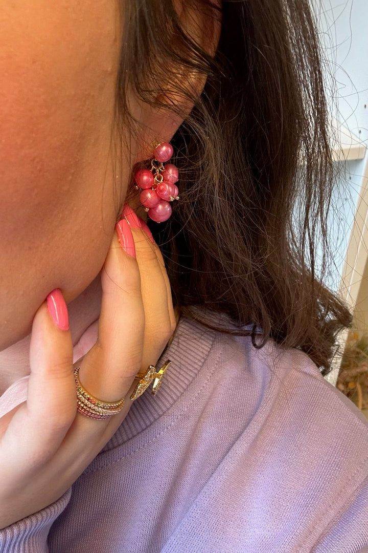Mellow Moon - Golden Drops Earring - Pink