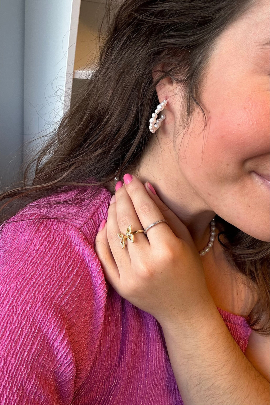 Mellow Moon - Kreol M. Ferskvandsperler - (1 par) Øreringe 