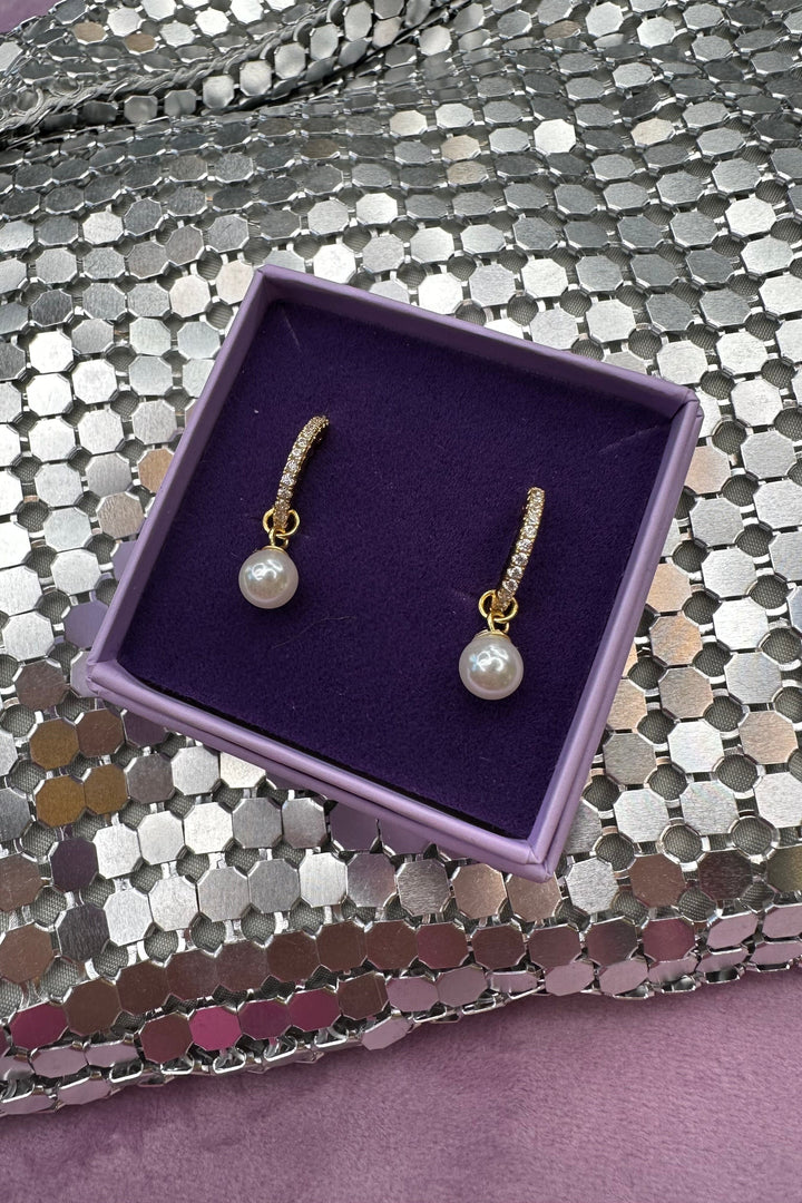 Mellow Moon - Pearl And Stone Earing - Forgyldt