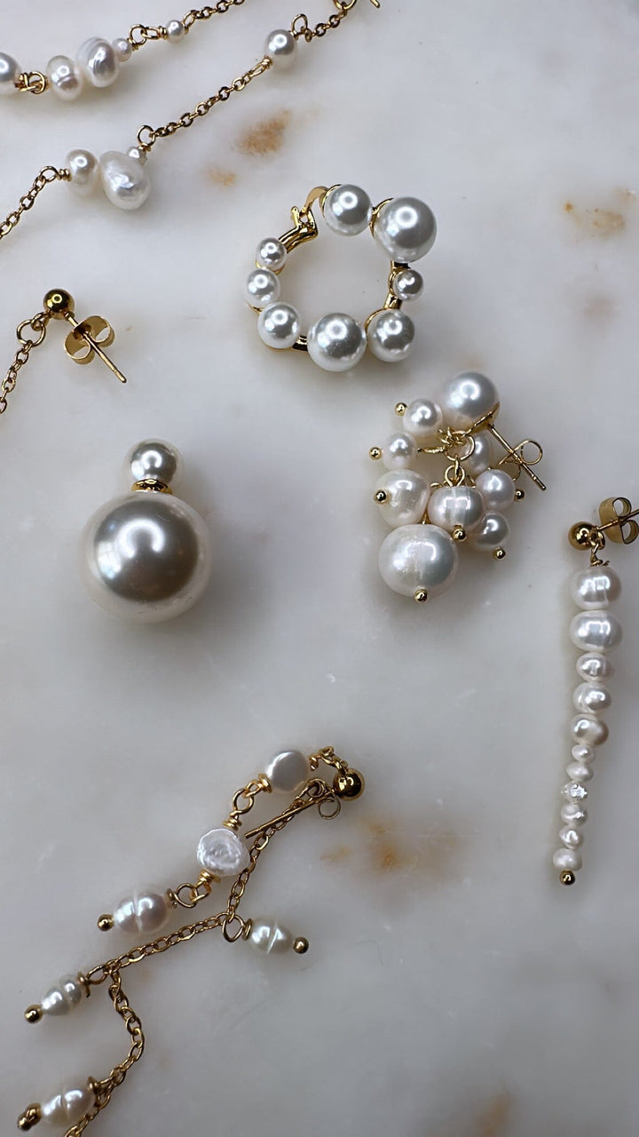 Mellow Moon - Pearl Drops Earring - Forgyldt