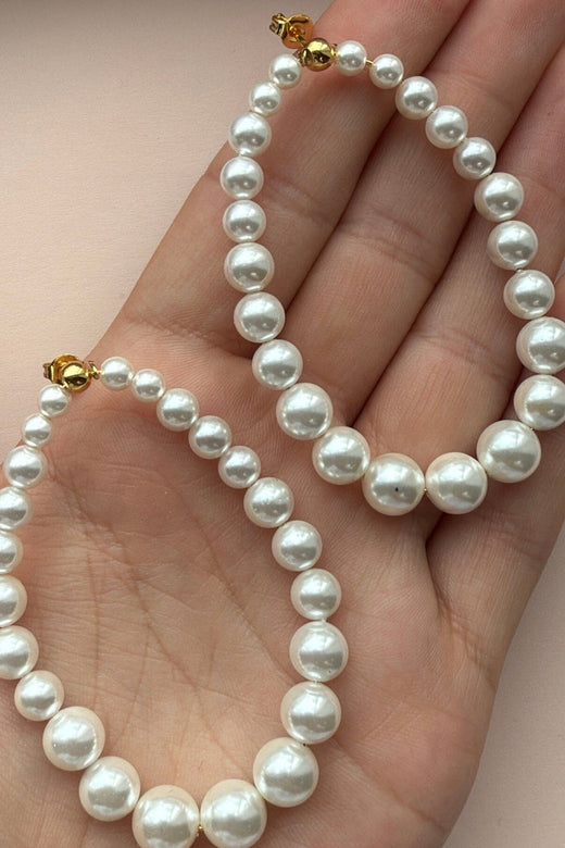 Mellow Moon - Perledråbe Stor - Forgyldt Øreringe 