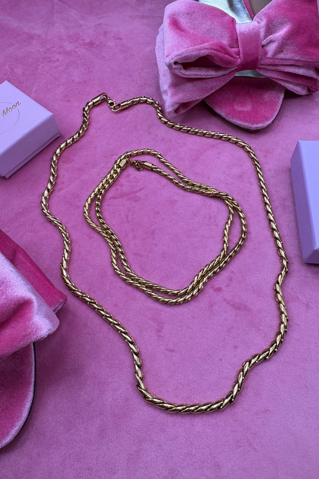 Mellow Moon - Round Palm Tree Necklace Collier Palmiers - Forgyldt