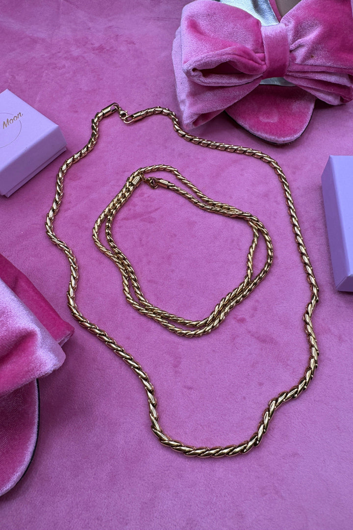 Mellow Moon - Round Palm Tree Necklace Collier Palmiers - Forgyldt