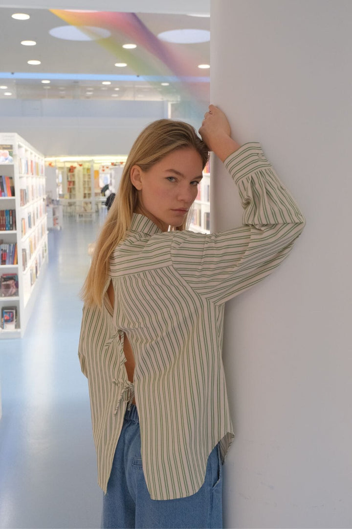 Modström - Millemd Shirt 58598 - 11517 - Medium Green Stripe Skjorter 